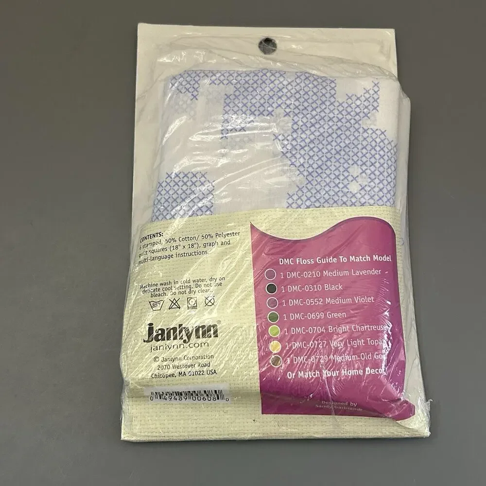 Janlynn Needlecraft Pansy and Butterfly Stamped Cross Stitch Quilt Blocks